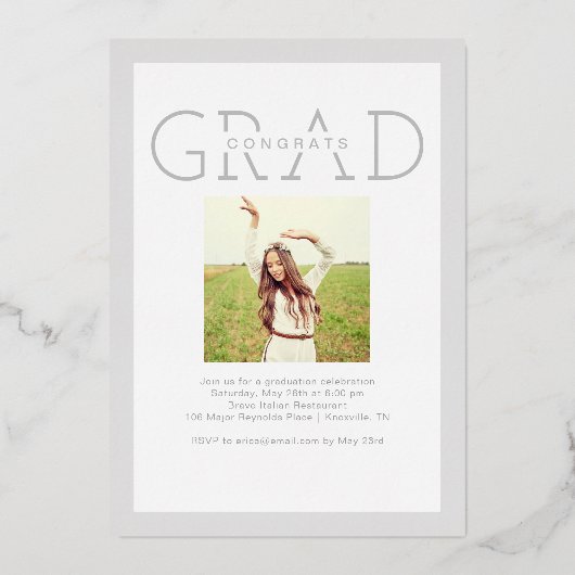 Happy Year Folie Afstuderen kondigt bewerkbare kle Folie Uitnodiging (Achterkant)