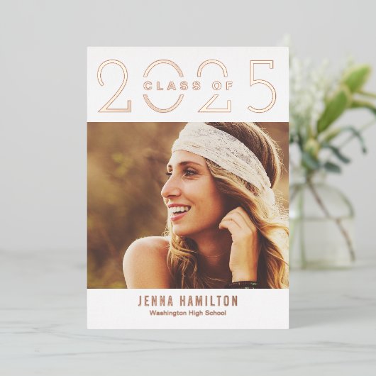 Happy Year Folie Afstuderen kondigt bewerkbare kle Folie Uitnodiging (Staand Voorkant)