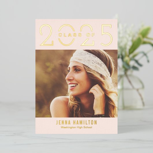 Happy Year Folie Afstuderen kondigt bewerkbare kle Folie Uitnodiging (Staand Voorkant)