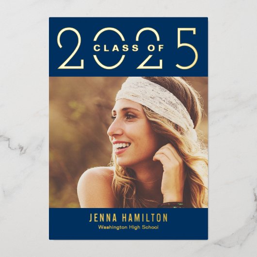 Happy Year Folie Afstuderen kondigt bewerkbare kle Folie Uitnodiging (Voorkant)