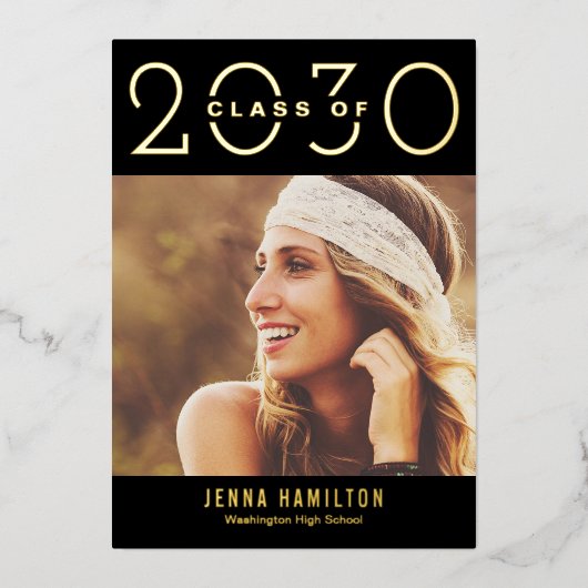 Happy Year Folie Afstuderen kondigt bewerkbare kle Uitnodiging (Voorkant)