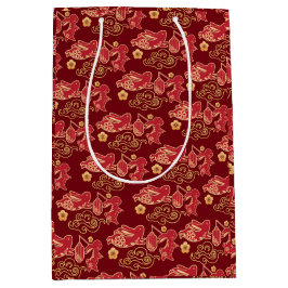 Happy Year of the Rabbit Chinese Red Golden Luxury Medium Cadeauzakje