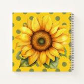 Happy Yellow and Green Sunflower on Polka-Dot Notitieboek (Achterkant)