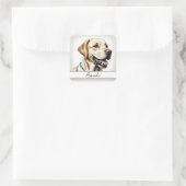 Happy Yellow Close Up Labrador Retriever Vierkante Sticker (Tas)