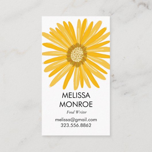 Happy Yellow Daisy afgebeeld Visitekaartje (Achterkant)