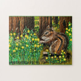 Happy Yellow Daisy Chipmunk Legpuzzel