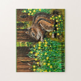 Happy Yellow Daisy Chipmunk Legpuzzel