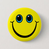 Happy Yellow Emoji Face Ronde Button 5,7 Cm (Voorkant)