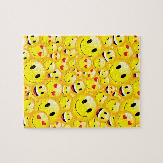 Happy Yellow Emoji glimlende gezichten omhoog Legpuzzel (Horizontaal)