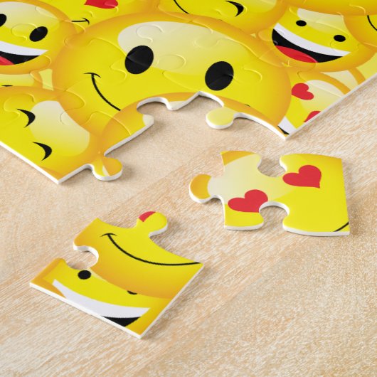Happy Yellow Emoji glimlende gezichten omhoog Legpuzzel (Zijkant)
