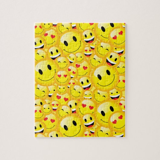 Happy Yellow Emoji glimlende gezichten omhoog Legpuzzel (Verticaal)