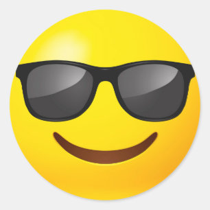 Happy Yellow Emoji met zonnebril Ronde Sticker