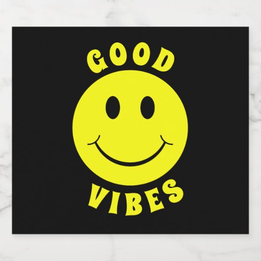 Happy Yellow Face Good Vibes Bier Etiket (Enkel label)