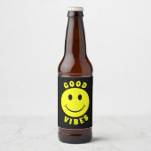 Happy Yellow Face Good Vibes Bier Etiket (Voorkant)