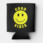 Happy Yellow Face Good Vibes Black Blikjeskoeler (Voorkant)