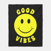 Happy Yellow Face Good Vibes Fleece Deken (Voorkant)