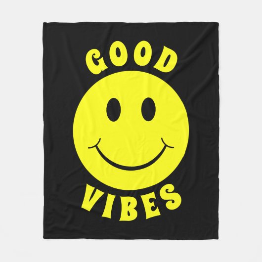Happy Yellow Face Good Vibes Fleece Deken (Voorkant)