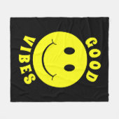 Happy Yellow Face Good Vibes Fleece Deken (Voorkant (Horizontaal))