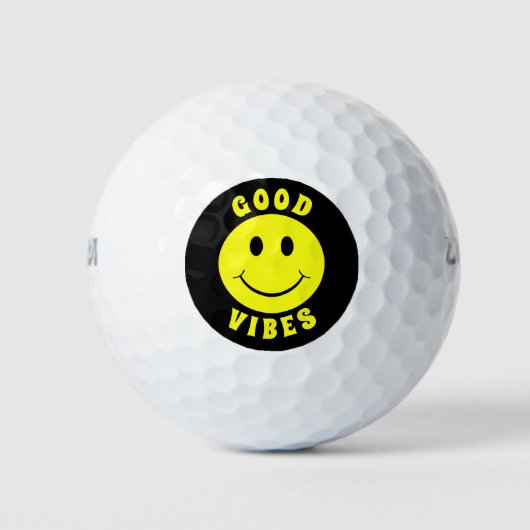 Happy Yellow Face Good Vibes Golfballen (Voorkant)