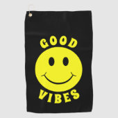 Happy Yellow Face Good Vibes Golfhanddoek (Voorkant)