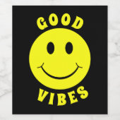 Happy Yellow Face Good Vibes Wijn Etiket (Enkel label)