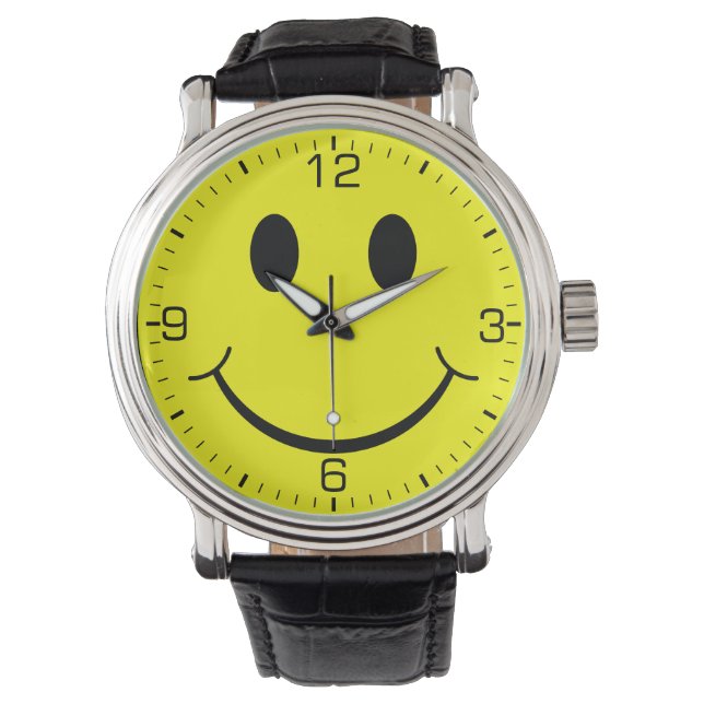 Happy Yellow Face Graphic Horloge (Voorkant)