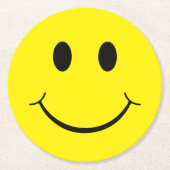 Happy Yellow Face Graphic Ronde Kartonnen Onderzetter (Voorkant)