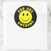 Happy Yellow Face Je bent Geweldige Ronde Sticker (Tas)