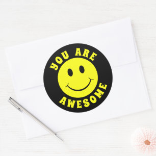 Happy Yellow Face Je bent Geweldige Ronde Sticker