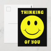 Happy Yellow Face Thinking of You Briefkaart (Voorkant / Achterkant)