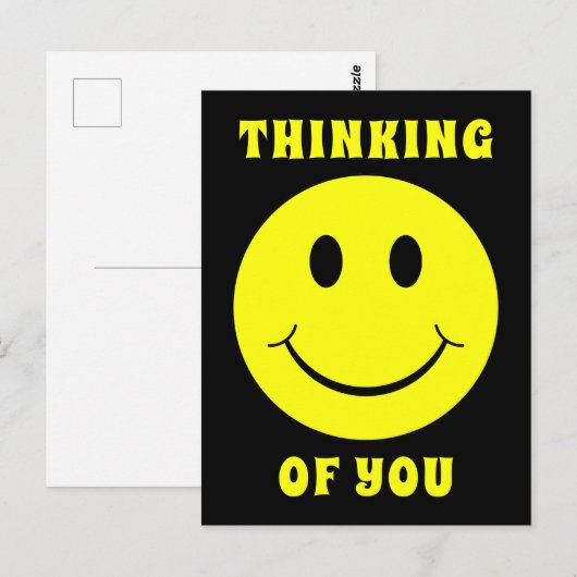 Happy Yellow Face Thinking of You Briefkaart (Voorkant / Achterkant)