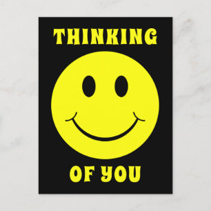 Happy Yellow Face Thinking of You Briefkaart