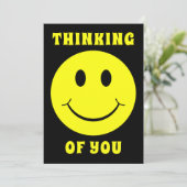 Happy Yellow Face Thinking of You Card Bedankkaart (Staand voorkant)