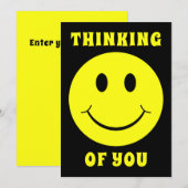 Happy Yellow Face Thinking of You Card Bedankkaart (Voorkant / Achterkant)