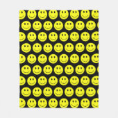 Happy Yellow Faces Pattern Black Fleece Deken (Voorkant)