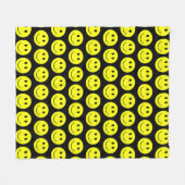 Happy Yellow Faces Pattern Black Fleece Deken (Voorkant (Horizontaal))
