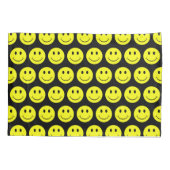 Happy Yellow Faces Pattern Black Kussensloop (Achterkant)