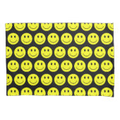 Happy Yellow Faces Pattern Black Kussensloop (Voorkant)