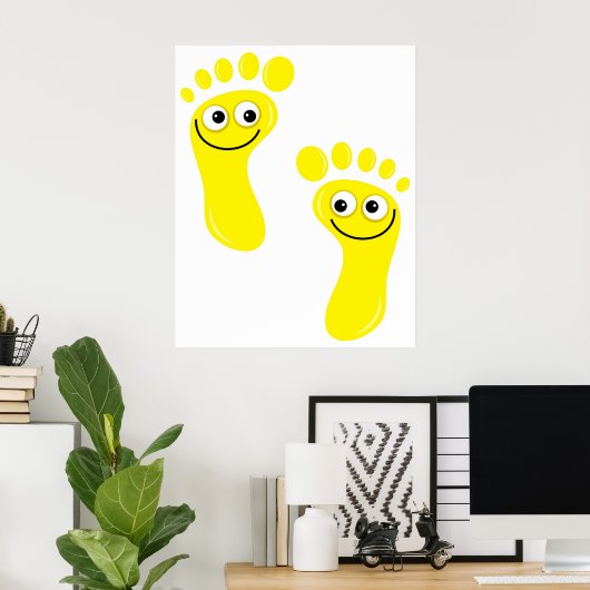 Happy Yellow Feet Poster (Thuiskantoor)
