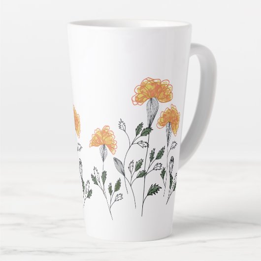 Happy Yellow Flowers Latte Mok (Rechterhoek)