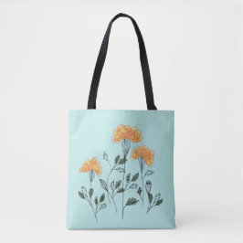 Happy Yellow Flowers op Aqua Canvas tas