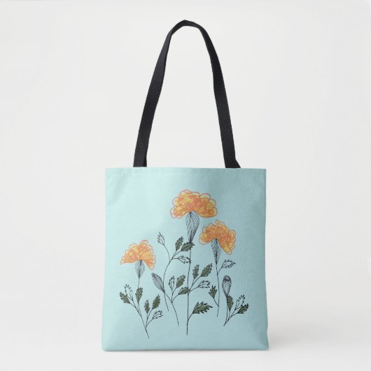 Happy Yellow Flowers op Aqua Canvas tas (Voorkant)