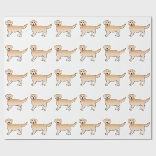 Happy Yellow Golden Retriever Cartoon Dog Patroon Cadeaupapier (Vlak)