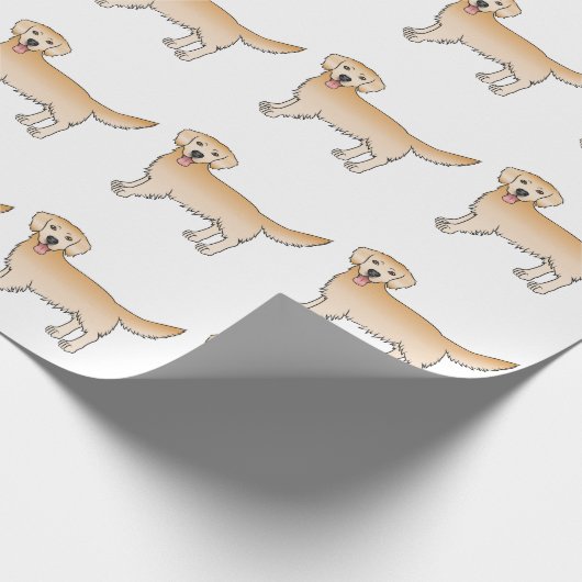 Happy Yellow Golden Retriever Cartoon Dog Patroon Cadeaupapier (Hoek)