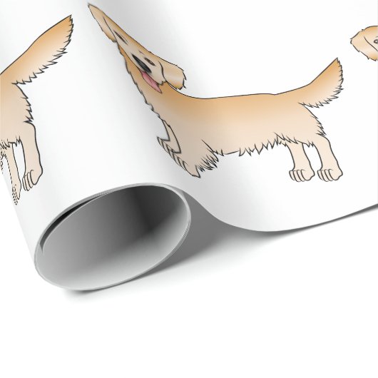 Happy Yellow Golden Retriever Cartoon Dog Patroon Cadeaupapier (Rol Hoek)
