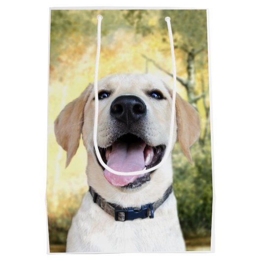 Happy Yellow lab puppy Medium Cadeauzakje (Achterkant)