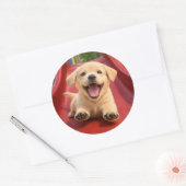 Happy Yellow Labrador Puppy Sliding a slide Ronde Sticker (Envelop)
