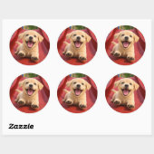 Happy Yellow Labrador Puppy Sliding a slide Ronde Sticker (Vel)