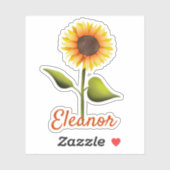 Happy Yellow Oranje Sunflower Persoonlijke naam Sticker (Vel)