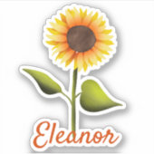Happy Yellow Oranje Sunflower Persoonlijke naam Sticker (Voorkant)